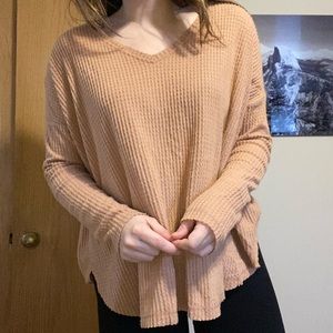 Peach oversized v neck